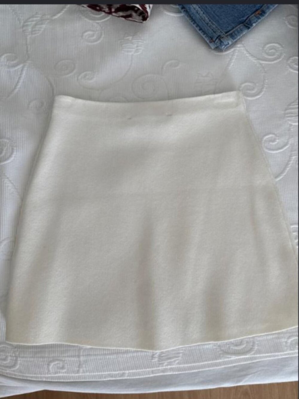 zara knit ecru skirt